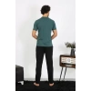 Moda Erkek Penye Petrol Rengi 3lü Pijama Takımı