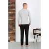 Moda Erkek Penye Uzun Kol Pijama Takımı GRİ