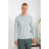 Moda Erkek Penye Uzun Kol Pijama Takımı Su Yeşili