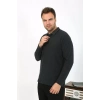Moda Erkek Polo Yaka Uzun Kol Penye Pijama Takımı Antrasit