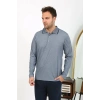 Moda Erkek Polo Yaka Uzun Kol Penye Pijama Takımı Gri