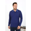 Moda Erkek Polo Yaka Uzun Kol Penye Pijama Takımı Lacivert