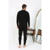 Moda Erkek Polo Yaka Uzun Kol Penye Pijama Takımı Siyah