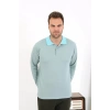 Moda Erkek Polo Yaka Uzun Kol Penye Pijama Takımı Su Yeşili