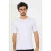 Moda Erkek Sıfır Yaka Likralı Beyaz T-Shirt