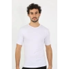 Moda Erkek Sıfır Yaka Likralı Beyaz T-Shirt