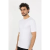 Moda Erkek Sıfır Yaka Likralı Beyaz T-Shirt