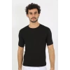 Moda Erkek Sıfır Yaka Likralı Siyah T-Shirt