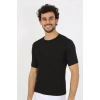 Moda Erkek Sıfır Yaka Likralı Siyah T-Shirt