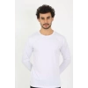 Moda Erkek Sıfır Yaka Uzun Kol Beyaz Fanila