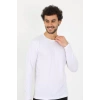 Moda Erkek Sıfır Yaka Uzun Kol Beyaz Fanila