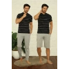 Moda Erkek Siyah 3lü Pijama Takım