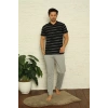 Moda Erkek Siyah V Yaka 3lü Pijama Takım