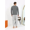 Moda Erkek Uzun Kol Penye Antrasit Pijama Takımı