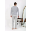 Moda Erkek Uzun Kol Penye Gri Pijama Takımı