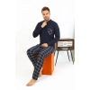 Moda Erkek Uzun Kol Penye Lacivert Pijama Takımı