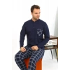 Moda Erkek Uzun Kol Penye Lacivert Pijama Takımı