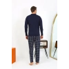 Moda Erkek Uzun Kol Penye Lacivert Pijama Takımı
