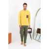 Moda Erkek Uzun Kol Penye Sarı Pijama Takımı
