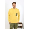 Moda Erkek Uzun Kol Penye Sarı Pijama Takımı