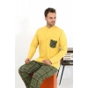 Moda Erkek Uzun Kol Penye Sarı Pijama Takımı