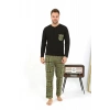 Moda Erkek Uzun Kol Penye Siyah Pijama Takımı