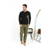 Moda Erkek Uzun Kol Penye Siyah Pijama Takımı