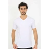 Moda Erkek V Yaka Beyaz Penye Atlet
