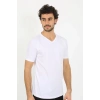 Moda Erkek V Yaka Beyaz Penye Atlet