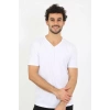 Moda Erkek V Yaka Beyaz Penye Atlet