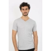 Moda Erkek V Yaka Gri Penye Atlet