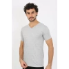 Moda Erkek V Yaka Gri Penye Atlet