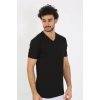 Moda Erkek V Yaka Siyah Penye Atlet