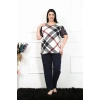 Moda Kadın 5XL-6XL-7XL-8XL Büyük Beden Kısa Kol Pijama Takım Lacivert