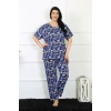 Moda Kadın 5XL-6XL-7XL-8XL Büyük Beden Kısa Kol Pijama Takım Saks