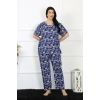 Moda Kadın 5XL-6XL-7XL-8XL Büyük Beden Kısa Kol Pijama Takım Saks