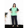 Moda Kadın 5XL-6XL-7XL-8XL Büyük Beden Kısa Kol Pijama Takım Yeşil