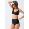 Moda Kadın Basic Siyah Pedli Yüksek Bel Bikini Takımı