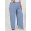 Moda Kadın Büyük Beden Bürümcük Pantolon  Mavi