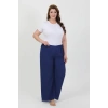 Moda Kadın Büyük Beden Bürümcük Pantolon  Saks