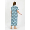 Moda Kadın Büyük Beden Kısa Kol Mavi Anne Gecelik