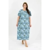 Moda Kadın Büyük Beden Kısa Kol Mavi Anne Gecelik