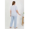 Moda Kadın Büyük Beden Kısa Kol Penye Pijama Takımı Mavi