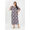 Moda Kadın Büyük Beden Kısa Kol Somon Anne Gecelik