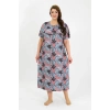 Moda Kadın Büyük Beden Kısa Kol Somon Anne Gecelik