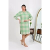 Moda Kadın Büyük Beden Penye Gecelik Ev Elbisesi Yeşil