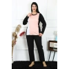 Moda Kadın Büyük Beden Penye Uzun Kol Pijama Takım