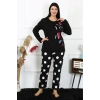 Moda Kadın Büyük Beden Penye Uzun Kol Pijama Takım