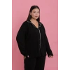 Moda Kadın Büyük Beden Siyah Düğmeli Pijama Takımı