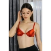 Moda Kadın Destekli Balenli Desenli Sütyen Kırmızı